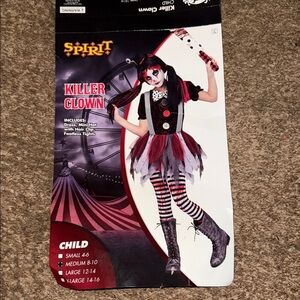 Spirit Killer Clown Kids Costume - Black, Red, and White Halloween costume